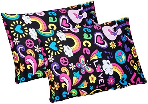 100% Jersey Knit Cotton, 2 Standard Pillow Case (Peace Love Black)