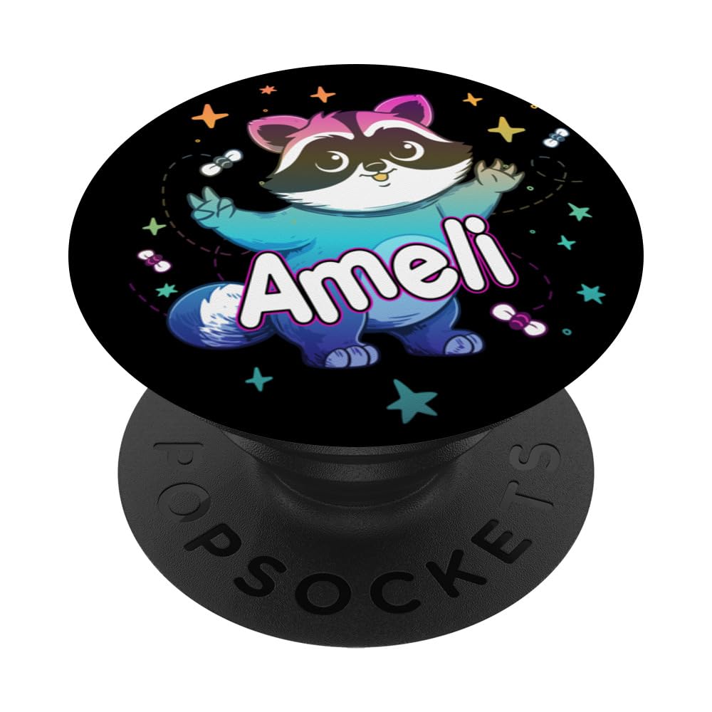 AMELI - Adorable girl name with a cool Raccoon PopSockets Swappable PopGrip