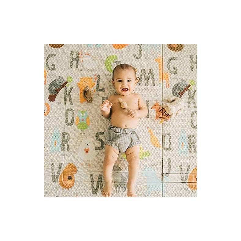 Toddleroo by North States 71″ x 71″ Folding ABC Play Mat – Extra large, designed to fit 6 panel or 8 panel Superyards. Foldable. Almost 36 square feet of play space (ABC multicolored)