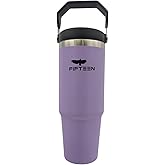 30oz Insulated Stainless Steel Water Bottle with Handle | Leakproof Tumbler with Straw & Flip Lid | BPA-Free, Double Wall Vacuum Flask for Hot & Cold Drinks | Gym, Travel & Office (Wistful)