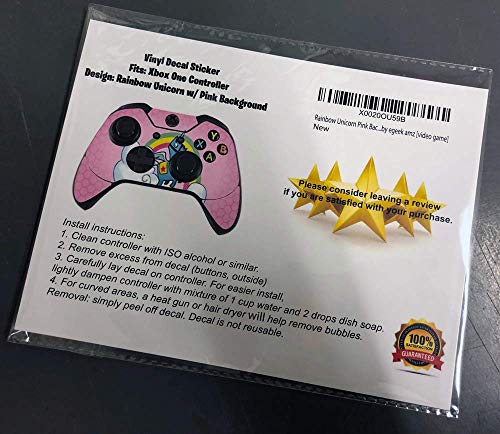 Rainbow Unicorn Pink Background Design Xbox One Controller Vinyl Decal Sticker Skin by egeek amz [video game] - Thumbnail 2