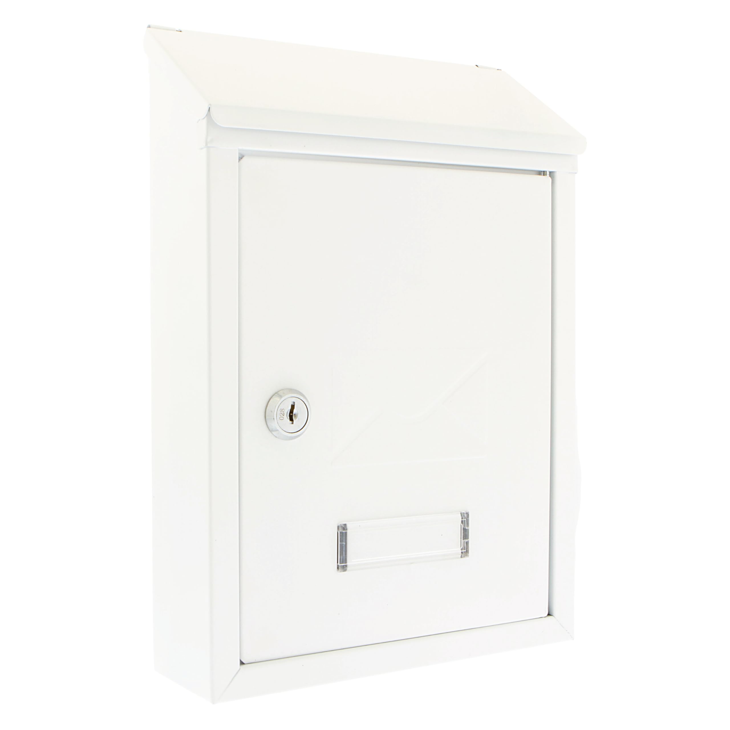 Burg-Wachter MB09 Avon Rear Entry Wall Mounted Galvanised Steel Lockable Weatherproof Post Box - White - 21x30x7cm
