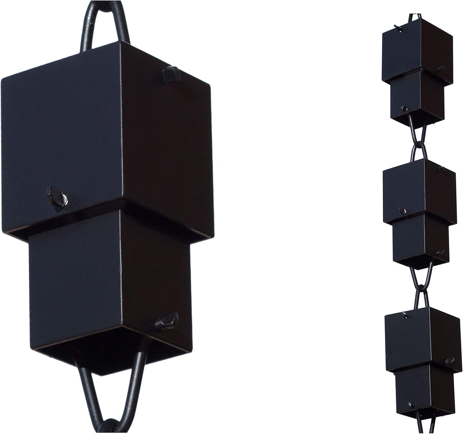 Monarch Rain Chains AluminumMulti Cube Rain Chain, 8.5 Ft Black Powder Coated Aluminum Decorative Rain Catcher Chain for Gutters, Large Rain Chains for Outside