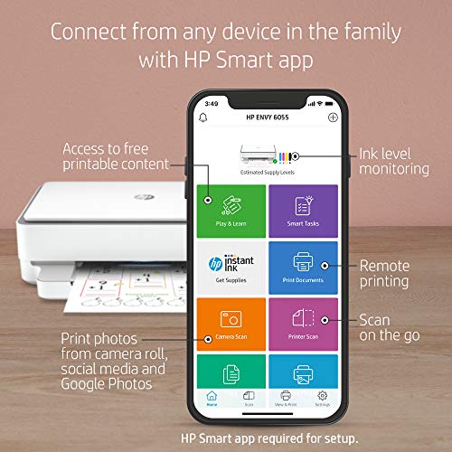 HP ENVY 6055 Wireless All-in-One Printer, Mobile Print, Scan & Copy, HP Instant Ink ready, Works with Alexa (5SE16A) - Image 3