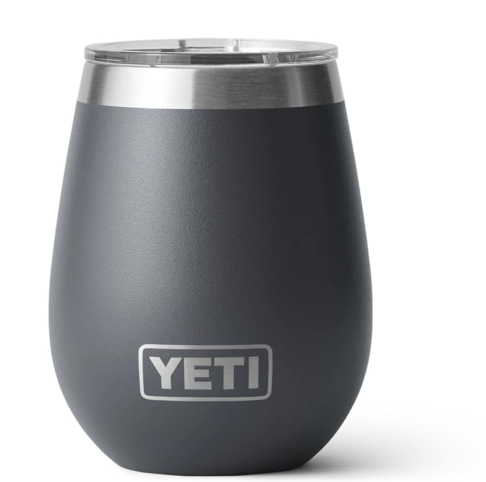 YETI Rambler Wine Tumbler, Vacuum Insulated Stainless Steel Tumbler with Magslider Lid, Charcoal, 10 oz (295 ml)