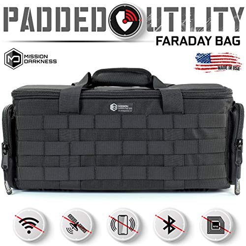 Mission Darkness Padded Utility Faraday Bag for Law Enforcement and Military/Signal Blocking/Data Privacy/EMP Protection for Night Vision Goggles, Rifle Scopes, Cameras, Optics, Phones, and More