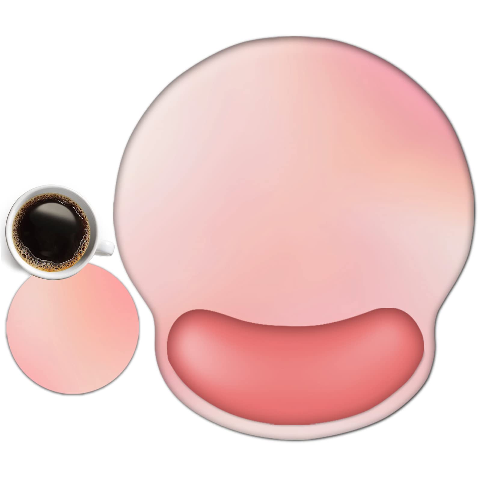 DINKY Ergonomic Mouse Pads, Cute Mouse Pad with Wrist Rest Support Gel, Non-Slip PU Base Mouse Mat with Memory Foam for Home, Office and Gaming, Easy Typing & Pain Relief-Light Pink