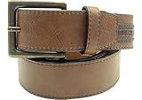 Wolverine Men's Two-Tone Belt With Contrast Logo Patch Brown