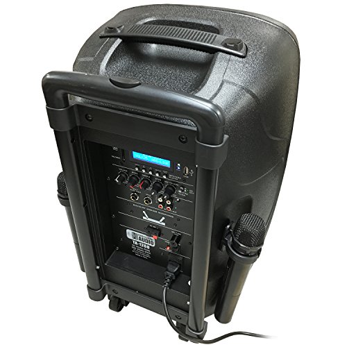 Battery Powered Portable PA System with 2 Wireless Microphones - 12" 2-Way Speaker, 300 Watt Bi-Amplifier, Built in Mixer - Thumbnail 5