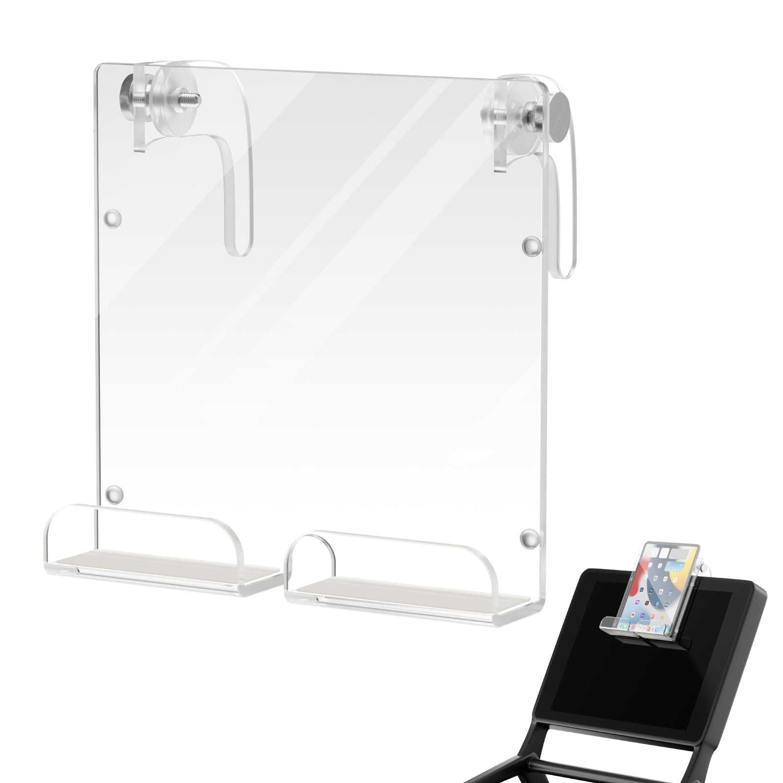 Photo 1 of Cosmos Treadmill Tablet Holder & Phone Stand Compatible with Peloton Bike, Treadmill Acrylic Tablet Reading Rack for iPad, Gym Exercise Bike & A5 Book Holder, Adjustable Clamps with Anti-Slip Pads