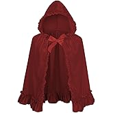 TOONRAIN Womens Velvet Little Red Riding Hood Cape Halloween Christmas Short Cloak Fairytale Costume