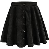 RITERA Plus Size Basic Versatile Stretchy Elastic Waist Flared Casual Mini Skater Skirt/Pleated Plaid Skirt for Women XL-5XL