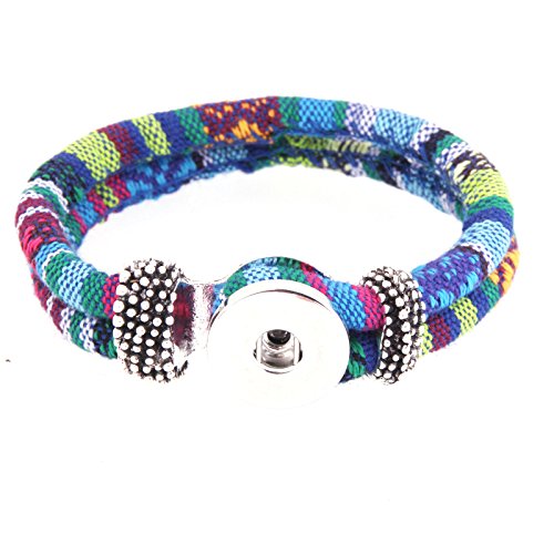 Pack of 10 Multicolors Artificial Leather 21cm Snap Bracelets for 5.5mm DIY Snaps 18mm-20mm Snap Button Charms
