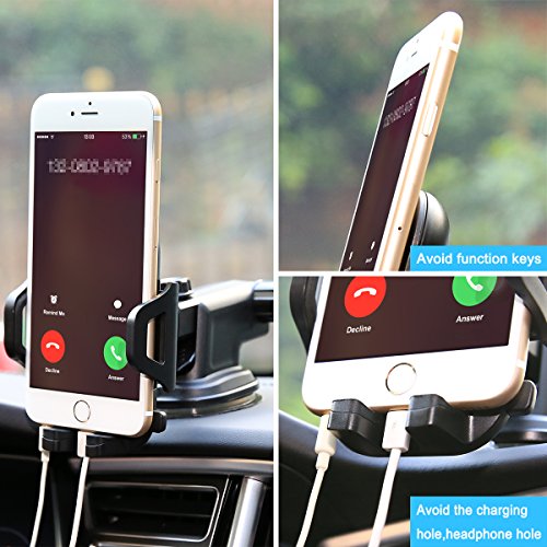 Purebox Car Phone Holder Universal Windshield Dashboard Truck Phone Mount Holder for iPhone X 8 7 7S Plus 6 6S Plus 5 5s Galaxy S5 S6 S7 S8 Google Nexus LG Huawei, Black