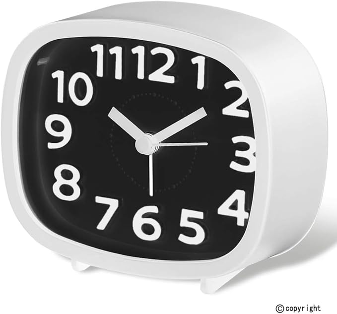 Jcobay Alarm Clocks Battery Operated Non Ticking Bedside Clocks Bedroom