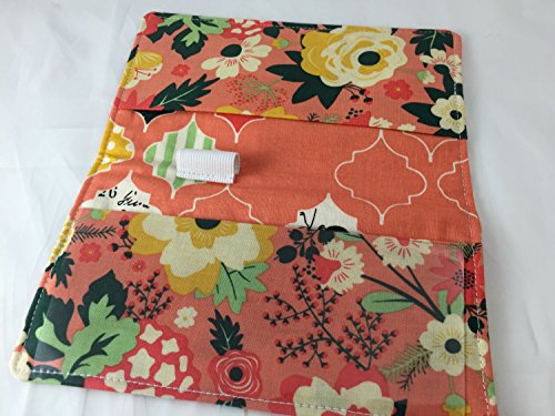 Duplicate Checkbook Cover Register with Pen Holder - Fabulous Main in Coral