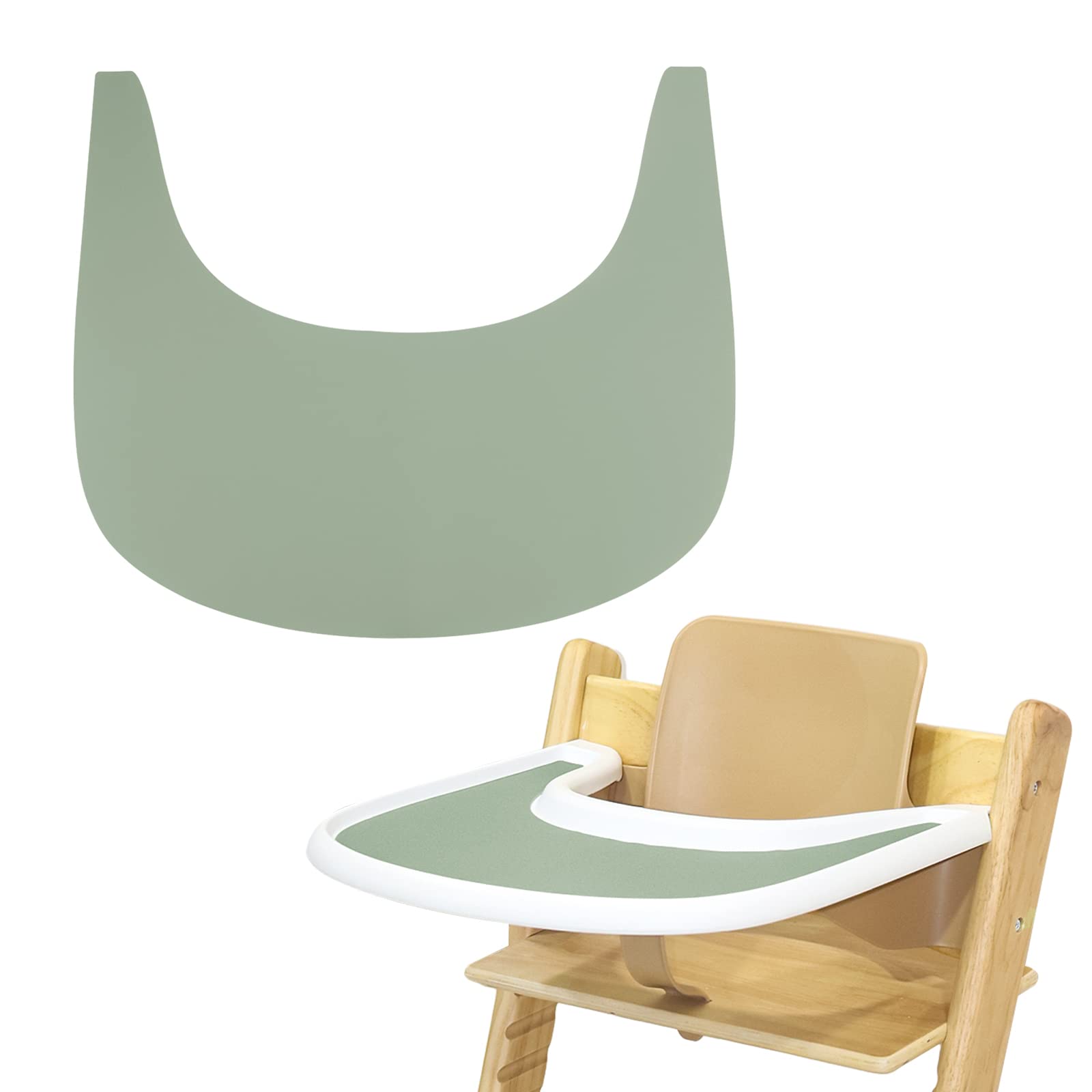 High Chair Placemat, Durable High Chair Placemat Silicone, Clean and Hygienic, for Tripp Trapp High Chair Accessories, Suitable for Tripp Trapp High Chair Tray (Green)