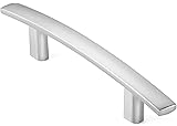 25 Pack Solid Kitchen Cabinet Arch Pulls Handles (3" Hole Centers) - Modern Curved Drawer/Door Hardware - Style M242 - Satin Nickel