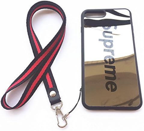 Wellfun Reflective Mirror Case Jumpman Cover with Soft Neck Lanyard.Shockproof Resistant Case Compatible with iPhone 7 Plus and 8 Plus Case 5.5 Inch (Black)