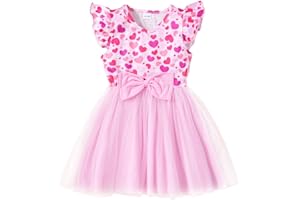 RETSUGO Toddler Baby Girls Tutu Tulle Ruffle Sleeve Summer Casual Bowknot Princess Birthday Party Sundress 2-8 Years
