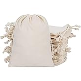 gobyhumm 50 Pieces Muslin Bags Cotton Drawstring Bags Sachet Bag for Home Supplies （6 * 8"）