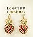 Bejeweled Christmas Red Fancy Ornament Earrings 91