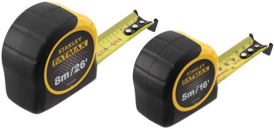 STANLEY STA081745 FatMax Classic Tape Twin Pack 5m & 8m (Width 32mm) 5, Black, 8 m