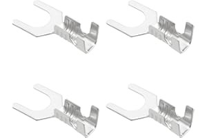 Be In Your Mind 100Pcs Non-Insulated Fork Terminal M5 Tinned Copper Spade Crimp Terminals for Automotive Motorcycle, 0.5-1.5m