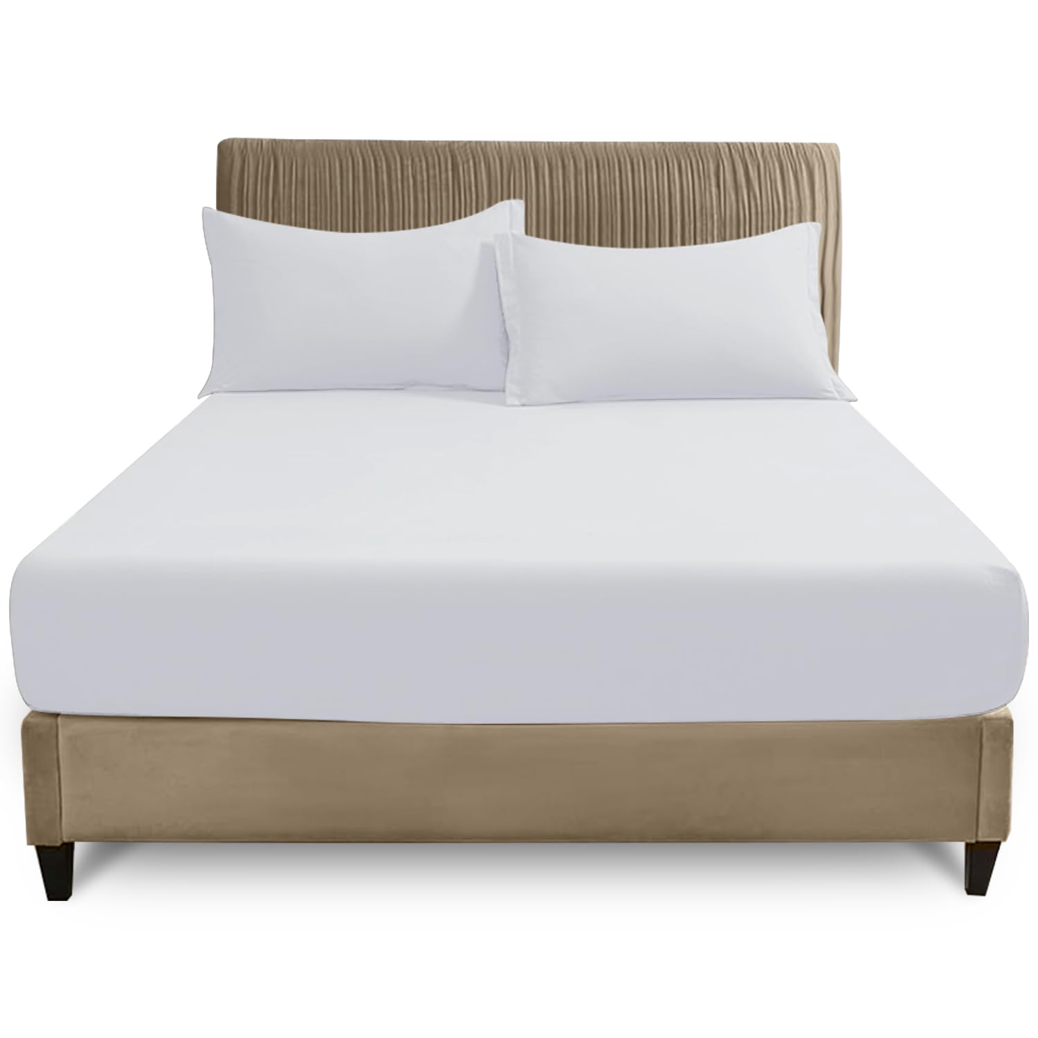 GC GAVENO CAVAILIA Super King Fitted Sheet (180x200 cm) - Soft Polycotton Fabric - Anti Allergic - Fade Resistant Bed Linen - Elasticated 25cm Deep Plain Bottom Sheet, White