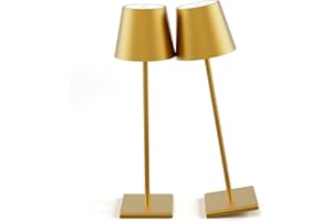 AOCELEY 2-Pack LED Cordless Table Lamp 3W 5500mAh Rechargeable Table Lamps Battery Operated Table Light Stepless Dimmable Portable Table Lamp for Restaurant/Table/Bedroom/Outdoor (Gold)