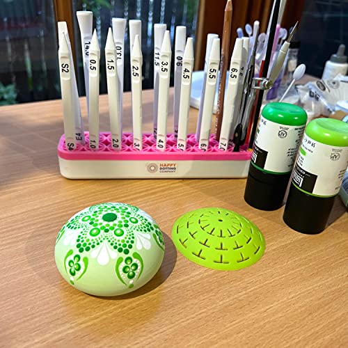Silicone Mold for Making Smooth Rocks and Stones for Art - Includes Dome Template - Design #1 by Happy Dotting Company - Reusable for Art Including Mandala Dotting - Drawing Painting DIY Crafts