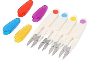GLOGLOW 4Pcs Small Sewing Scissors Compact U Shaped Thread Snips for DIY Crafters Lightweight Travel with Safety Cover Vibran