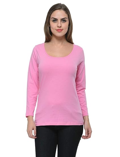 Women Cotton Spandex Scoop Neck Top(XS-4XL)