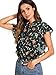 Floerns Women's Tie Bow Neck Flounce Sleeveless Chiffon Blouse Top Green-5 M