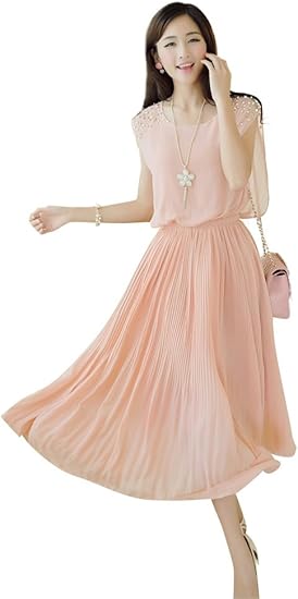 Amazon Lecpra レクプラ プリーツ パールビーズ ロング ドレス ワンピース レディース 桃 白 黒 S M L Xl Xxl マキシ M ピンク イブニングドレス 通販