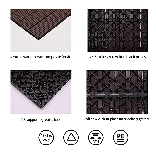 ENOCH Interlocking Deck Tiles, Patio Floor Tiles (12×12 in), Weather