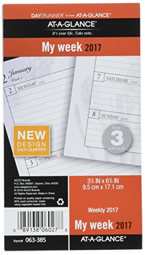 Day Runner Weekly Planner Refill 2017, 3-3/4 x 6-3/4