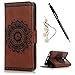 Badalink A11 Case,Galaxy A11 Case - Wallet 3D Embossed Flower Magnetic Flip Cover PU Leather Kickstand Card Holders Soft TPU Inner Case Hand Strap & Dust Plug & Stylus Brown