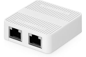 Binardat Network Splitter 1 to 2 Gigabit 3 Port Ethernet Switch Type C Power Mini Size Plug and Play (White)