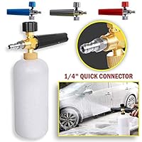 Jiecikou Foam Cannon Snow Foam Lance Adjustable Pressure Washer Jet Wash Quick Release Adjustable 1/4" Fitting Male Water Sprayer Black