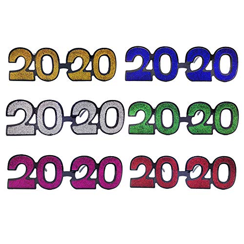JulysGift 2020 New Year's Glittered Plastic Party Glasses Graduation Celebration Eyeglasses, 6 Count (Glittered-01)