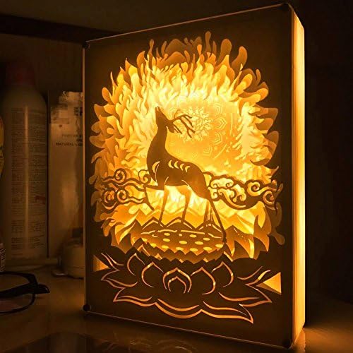 LED Night Lights, 3D Shadow Paper Sculptures Light Boxes Decorative Mood Light Dream Night Light Bedside Lamp for Bedroom, Living Room, Nursery and Baby's Room (Deer)