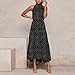 Women Halter Maxi Dress – Ladies Elegant Polka Dot Off Shoulder Swing Dresses – Ruffle Beach Dress with Beltthumb 4