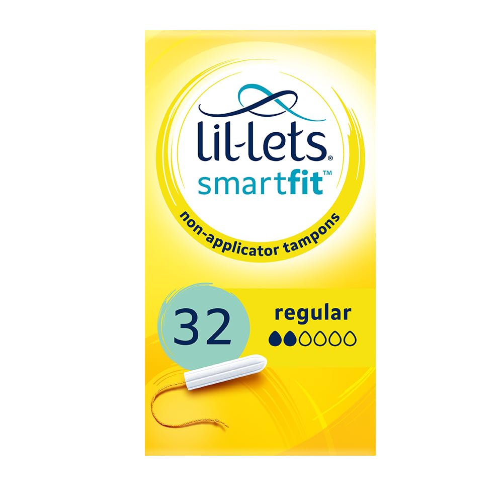 Lil-Lets Non-Applicator Regular Tampons, 32 Count (Pack of 1), For Light to Medium Flow, 2 Droplets, Plant-Based, SmartFit™ Non-App Tampon