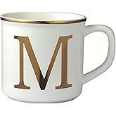 Miicol Ceramic Coffee Mug 16 oz, Monogram Coffee Cup, Golden Initial Tea Mug, Personalized Tea Cup, Unique Gift, Large Mug for Home, Office, Letter M