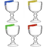 Flunyina 4Pcs Margarita Schooner Beer Glasses with Bottle Clips 20oz Large Shrimp Cocktail Glasses Goblet Large Stemmed Glass