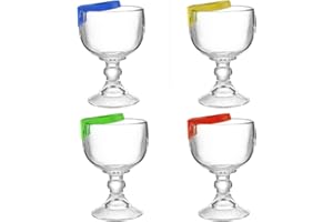 Flunyina 4Pcs Margarita Schooner Beer Glasses with Bottle Clips 20oz Large Shrimp Cocktail Glasses Goblet Large Stemmed Glass