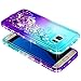 Galaxy S7 Edge Case with Screen Protector (Full Coverage 3D PET) for Girls Women Kids, NageBee Glitter Liquid Bling Floating Waterfall Sparkle Cute Case for Samsung Galaxy S7 Edge -Aqua/Purple