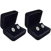 GBYAN 2 Pieces Velvet Earring Box,Stud Earring Gift Box,Jewelry Display Case for Proposal,Engagement,Wedding and Birthday,Black