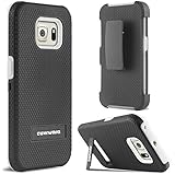 Samsung Galaxy S6 EDGE, COVRWAREÂ® [ Viper Series ] Dual Layer Holster Case with Built-in Kickstand and Locking Belt Swivel Clip - White
